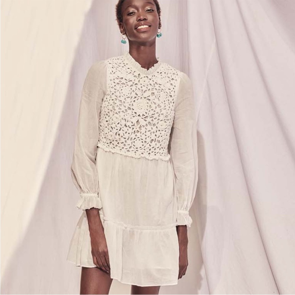 SAYLOR Felice white mini dress with crotchet front panel